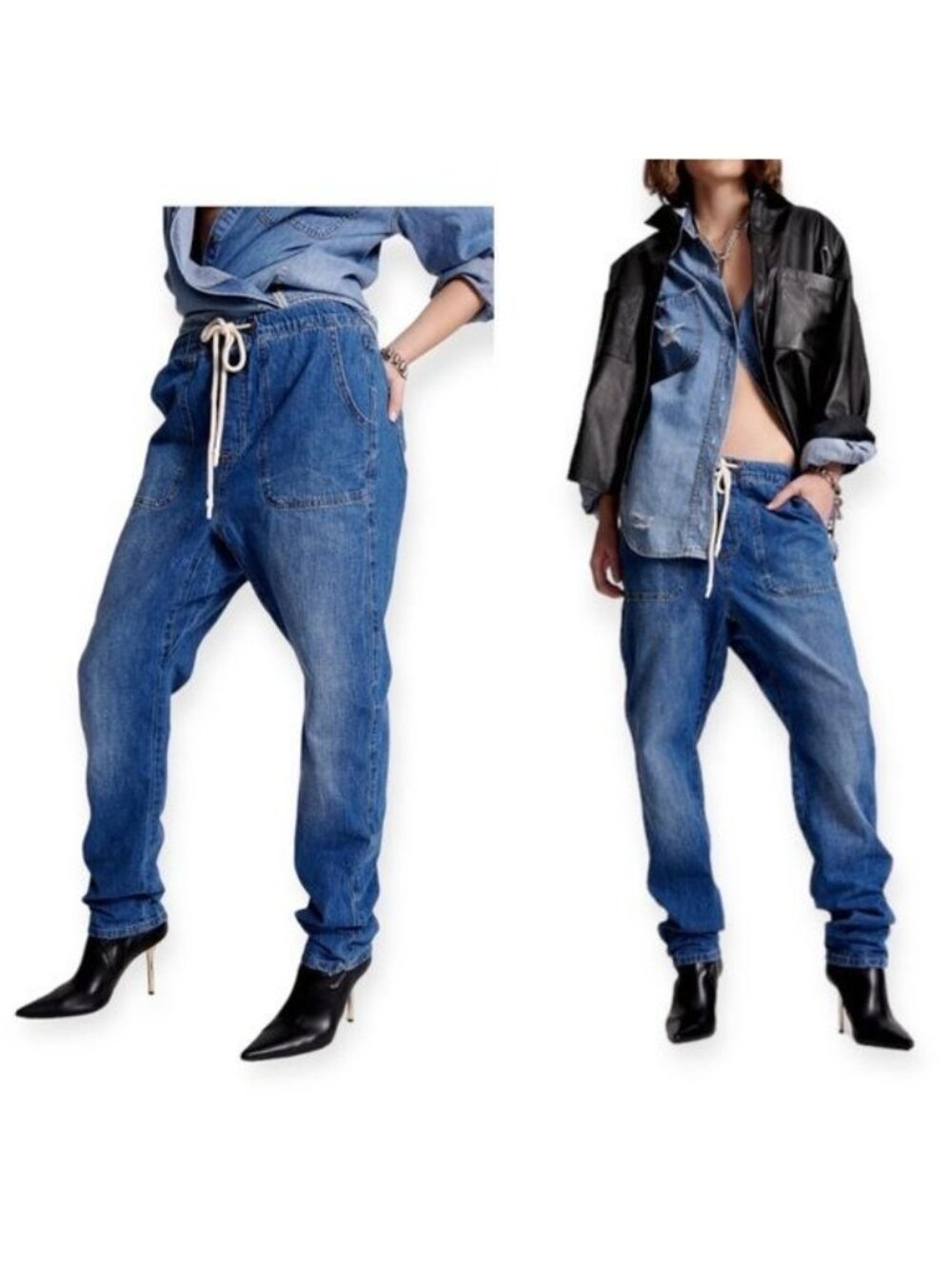 NWT One Teaspoon Resort Blue High Waist Shabbies Drawstring Jeans, Size XS